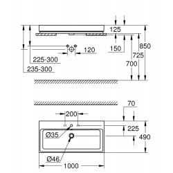 Vannas istabas uzliekamā izlietne Grohe Cube Ceramic 100x49cm, 3947500H