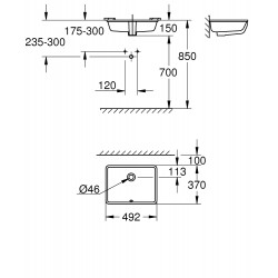 Vannas istabas izlietne pabūvējama Grohe Cube Ceramic 49x47cm, 3948000H