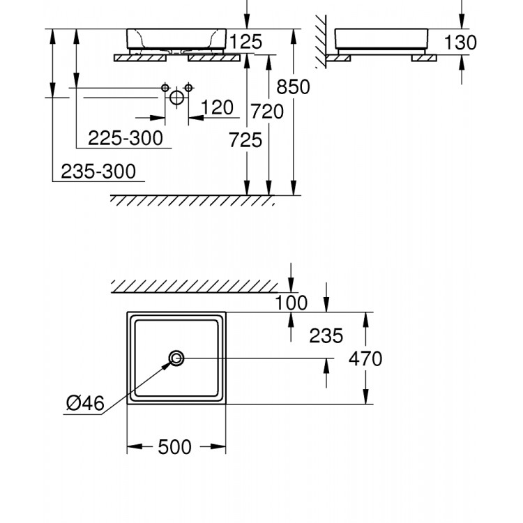 Vannas istabas uzliekamā izlietne Grohe Cube Ceramic 50x47cm, 3948100H