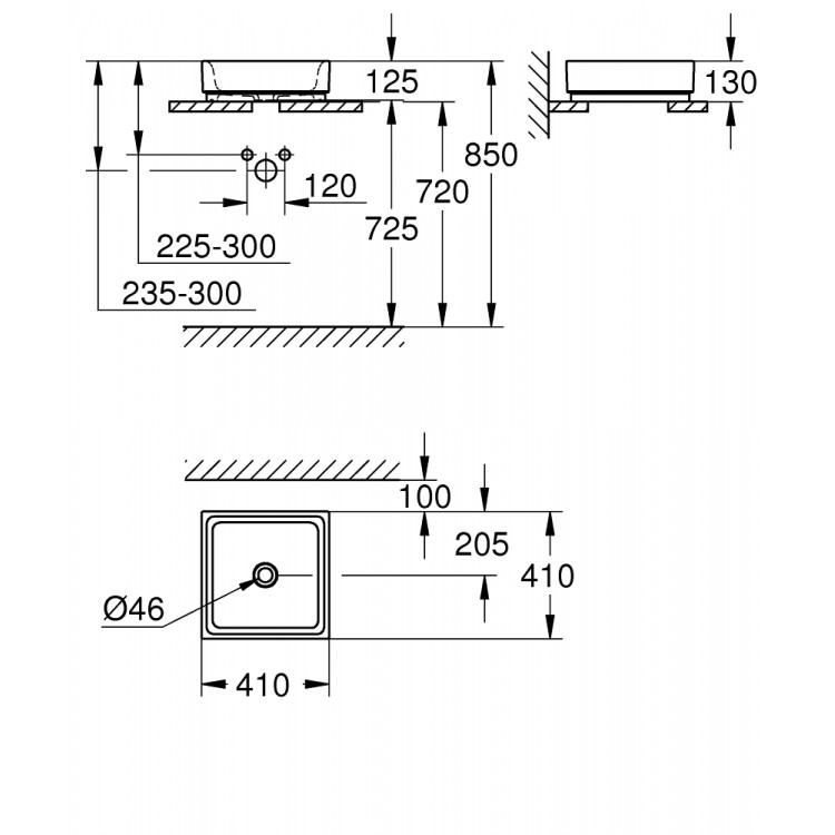 Vannas istabas uzliekamā izlietne Grohe Cube Ceramic 41x41cm, 3948200H