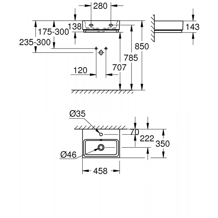 Vannas istabas izlietne Grohe Cube Ceramic 46x35cm, 3948300H