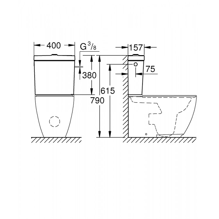 Tualetes pods Grohe Essence Rimless bez vāka, 39572/39578000