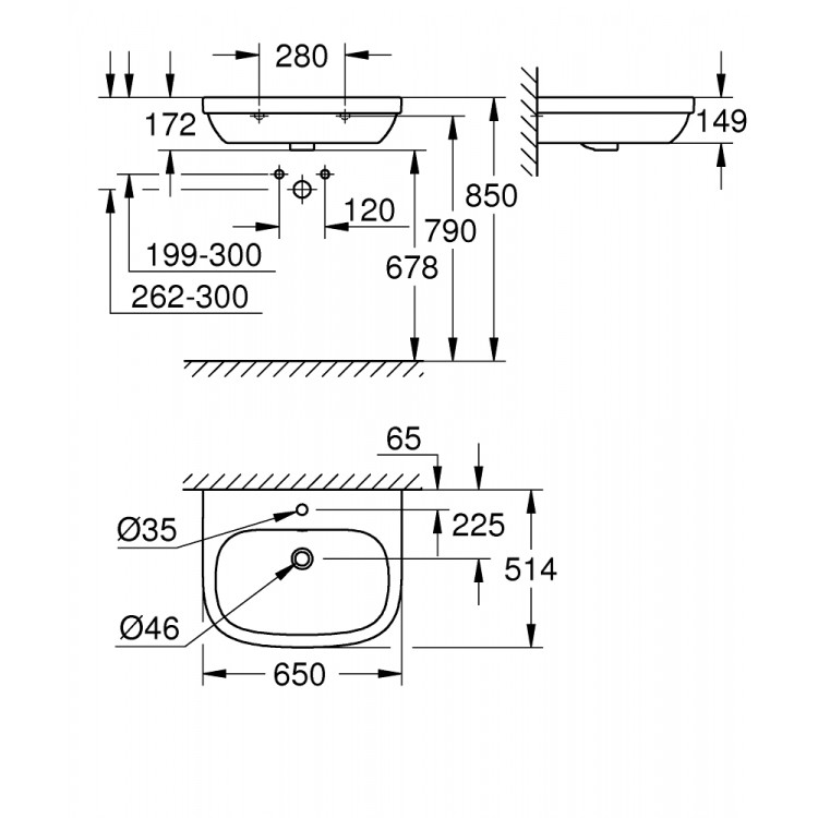 Vannas istabas izlietne Grohe Euro Ceramic 65x51cm, 3932300H