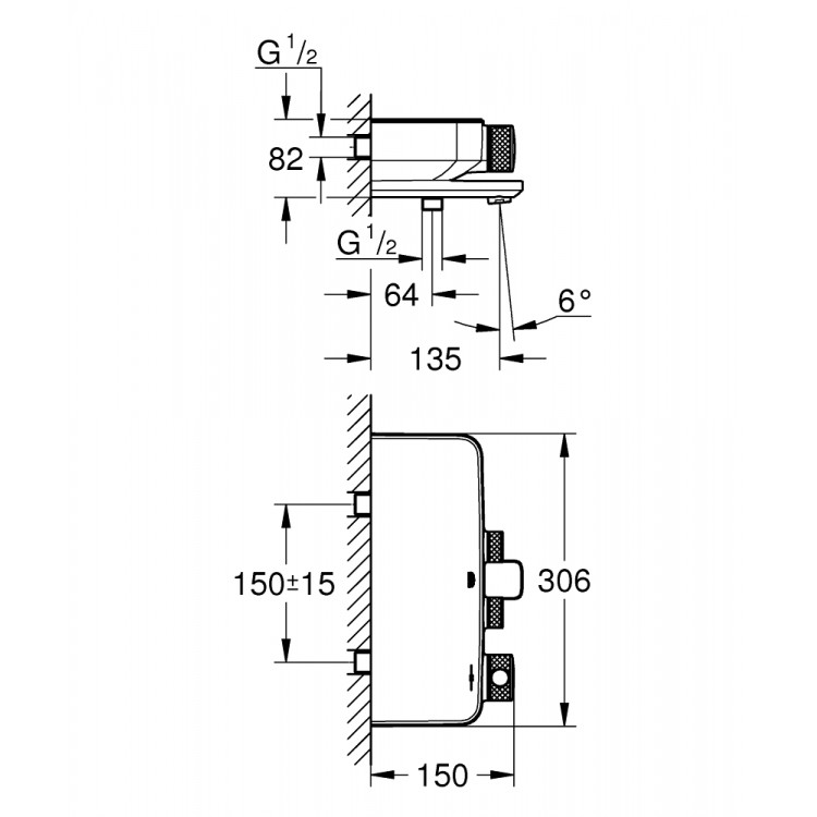 Vannas un dušas termostata maisītājs Grohe GROHTHERM SmartControl, 34718000