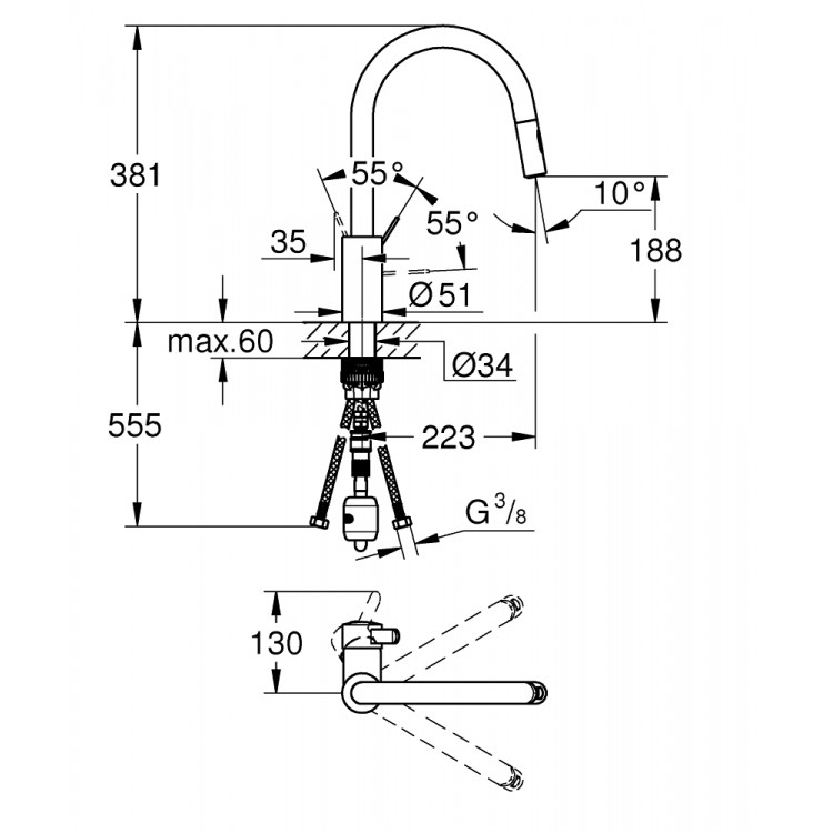 Virtuves izlietnes maisītājs GROHE Eurosmart Cosmo 31481001