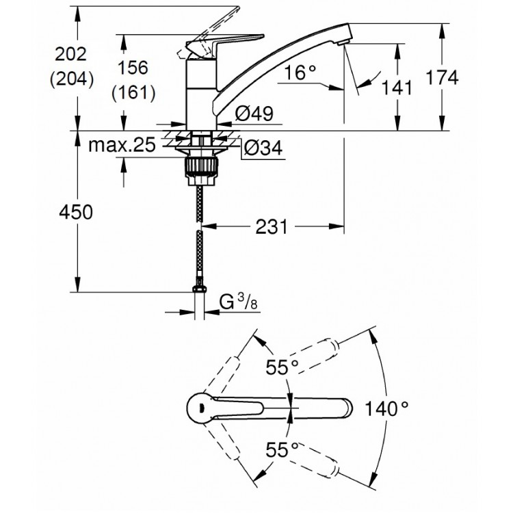 Virtuves izlietnes maisītājs GROHE BauEco 31680000