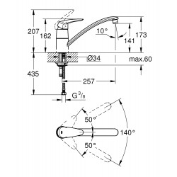 Virtuves izlietnes maisītājs GROHE Eurodisc Cosmo 33770001