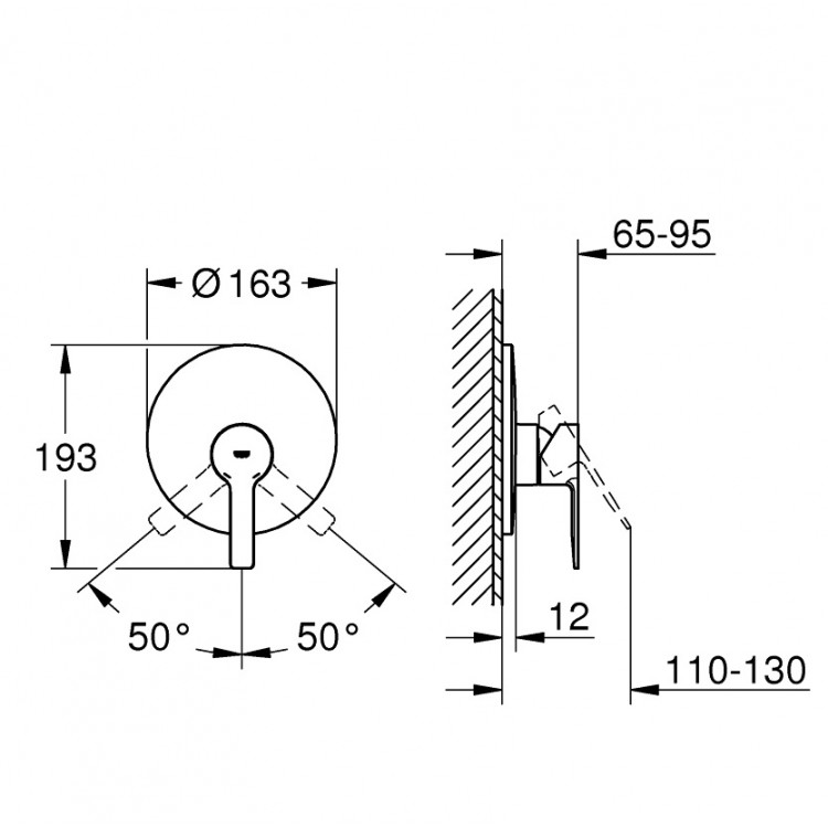 Dušas iebūvējamā maisītāja dekoratīvā daļa Grohe LINEARE 19296001