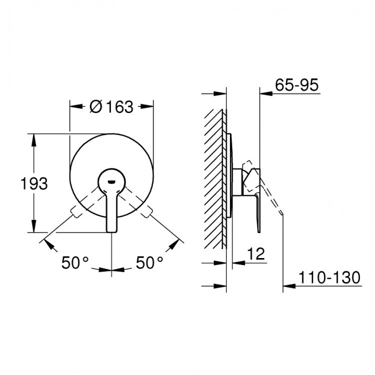 Dušas iebūvējamā maisītāja dekoratīvā daļa Grohe LINEARE 19296DC1