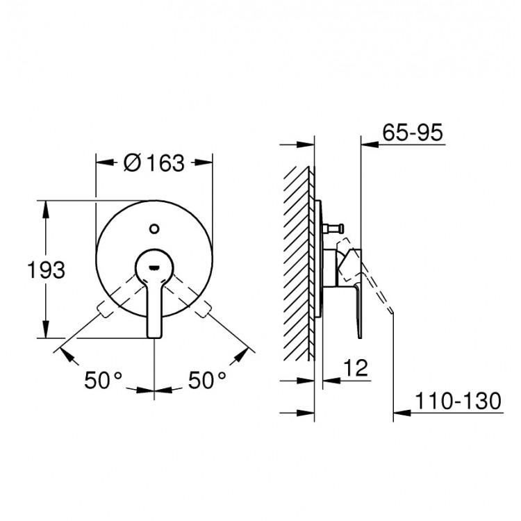 Vannas un dušas iebūvējamā maisītāja dekoratīvā daļa Grohe LINEARE 19297001
