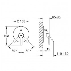 Vannas un dušas iebūvējamā maisītāja dekoratīvā daļa Grohe LINEARE 19297DC1