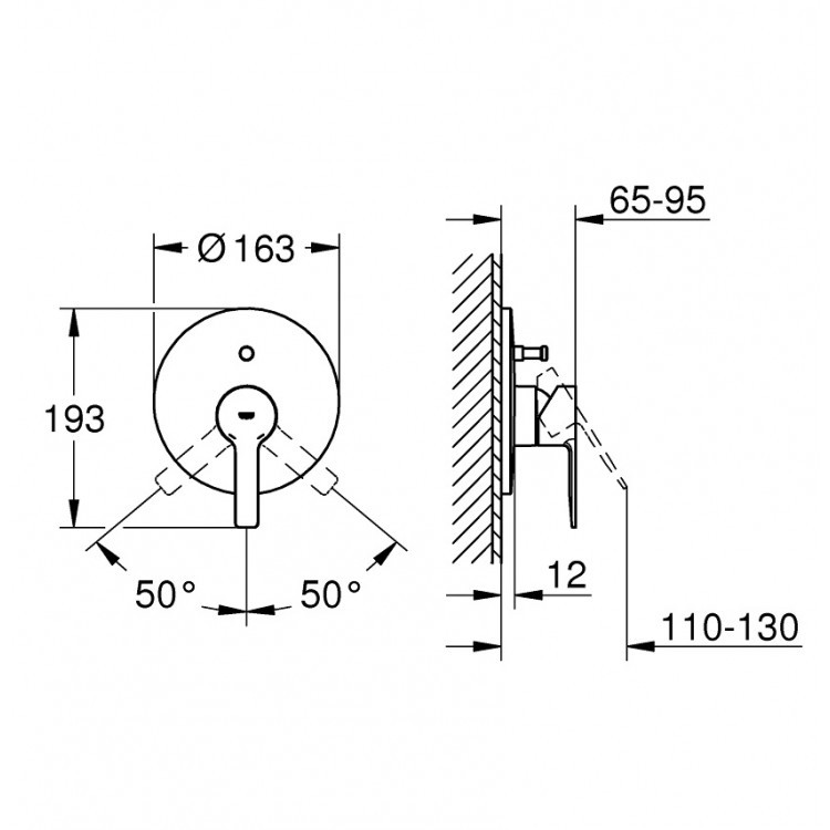 Vannas un dušas iebūvējamā maisītāja dekoratīvā daļa Grohe LINEARE 19297DC1