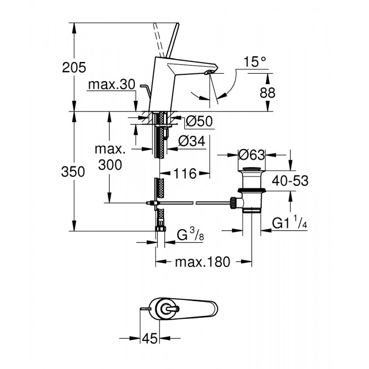 Izlietnes maisītājs Grohe Eurodisc Joy, 23425000