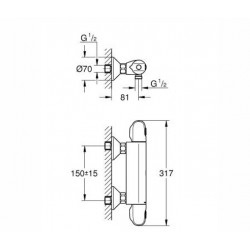 Termostata dušas maisītājs Grohe GROHTHERM 1000 New, 34143003