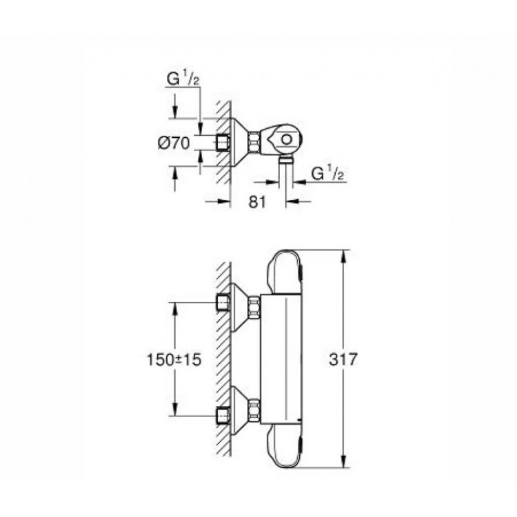 Termostata dušas maisītājs Grohe GROHTHERM 1000 New, 34143003