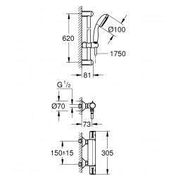 Termostata dušas maisītājs ar dušu Grohe GROHTHERM 800 34565001 (E)