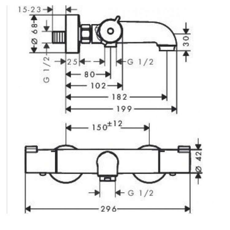 Vannas un dušas termostata maisītājs Hansgrohe Ecostat 1001 CL, hroms 1320100