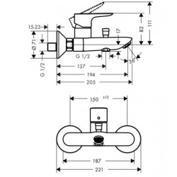 Vannas un dušas maisītājs Hansgrohe Talis E, 71740140