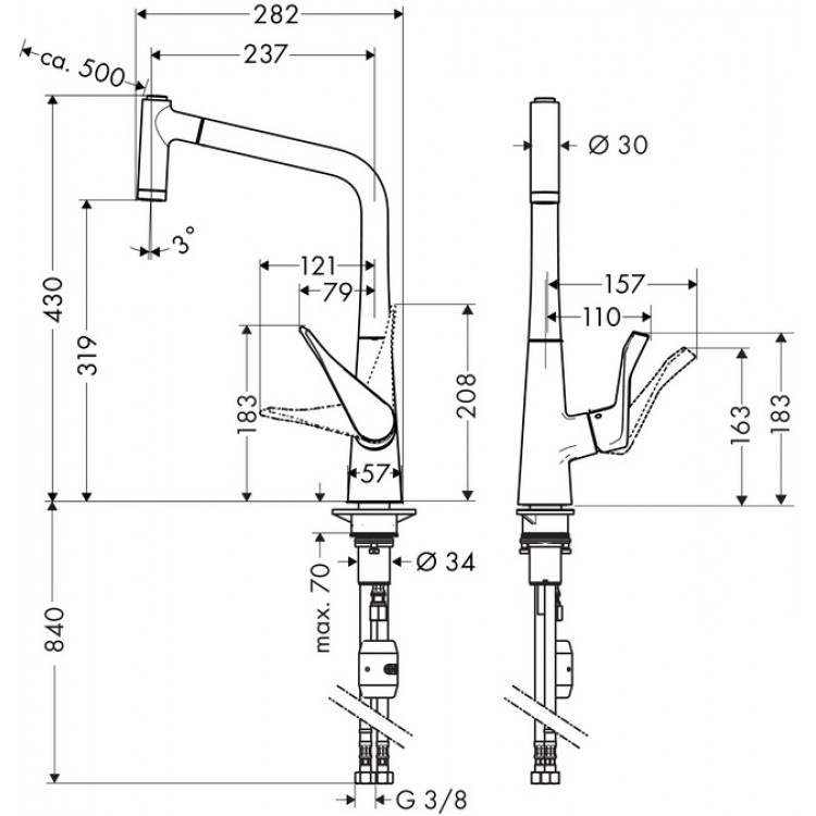 Virtuves izlietnes maisītājs Hansgrohe Metris 320, 14820800