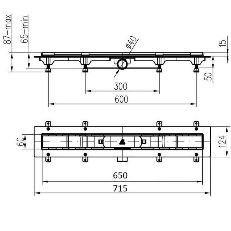 Dušas kanāls HACO PLZ 650 SM 650mm