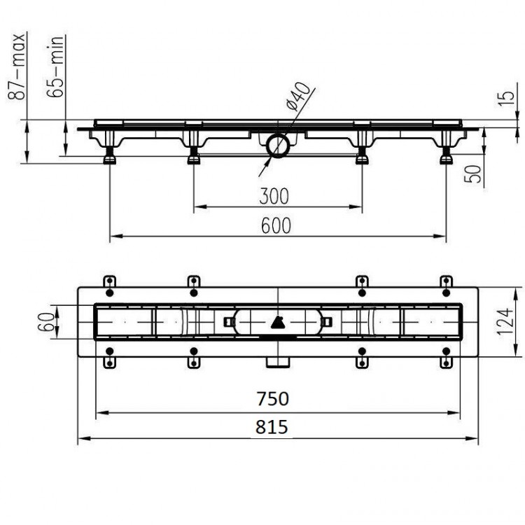 Dušas kanāls HACO PLZ 750 KM 750mm