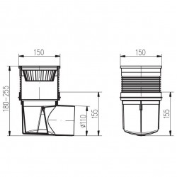 Lietus ūdeņu traps HACO KVB DN110 C , horizontāls