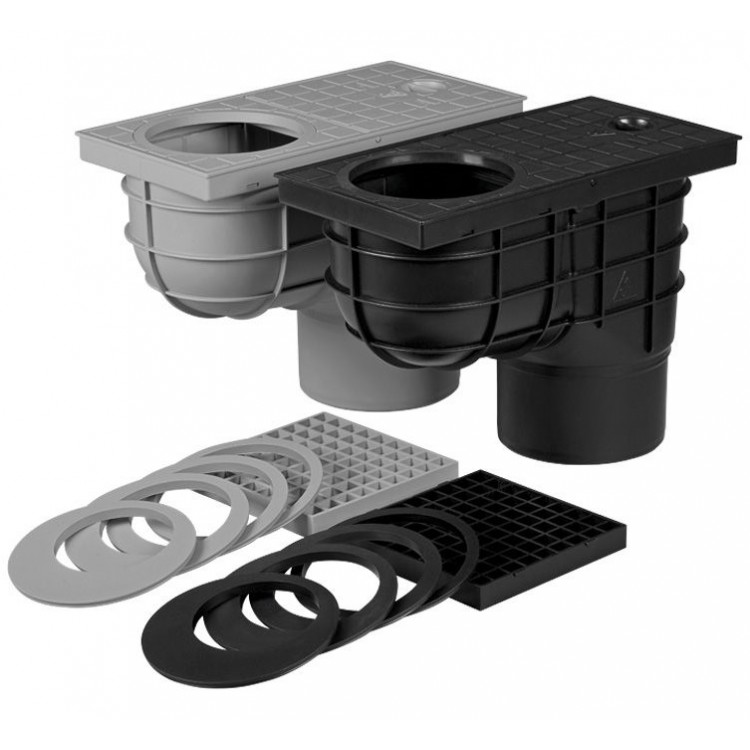 Lietus ūdeņu traps HACO LSV DN110 C, melns vertikāls