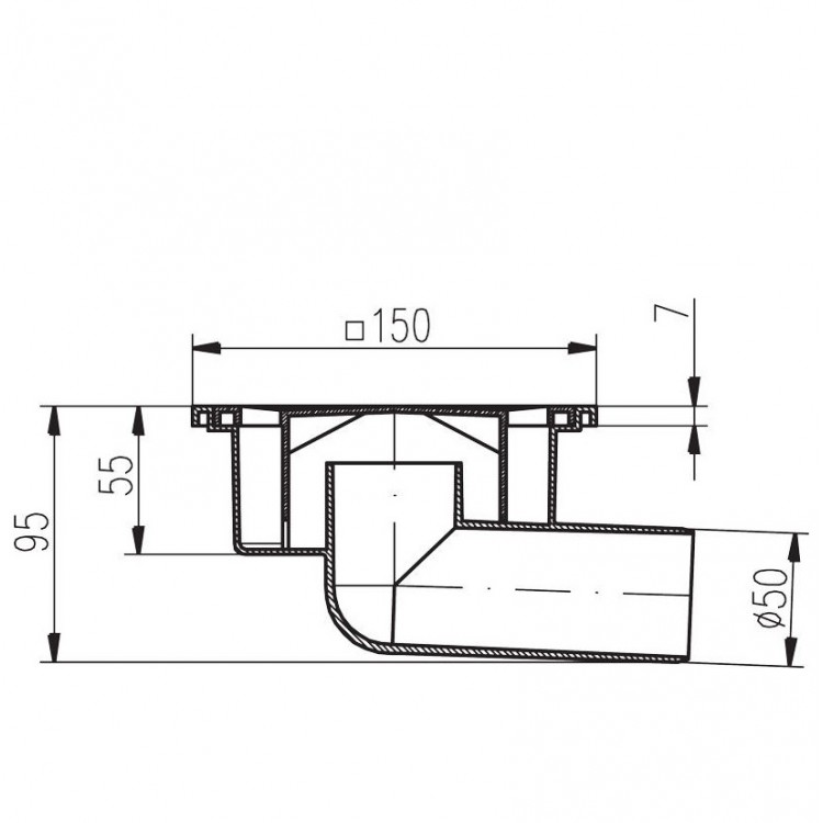 Traps HACO PVB DN50 B, horizontāls