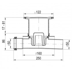 Traps HACO PVP DN50/122x122 NT T veida, horizontāls
