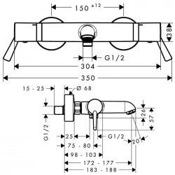 Vannas un dušas termostata maisītājs Hansgrohe Ecostat Comfort Care, hroms 13