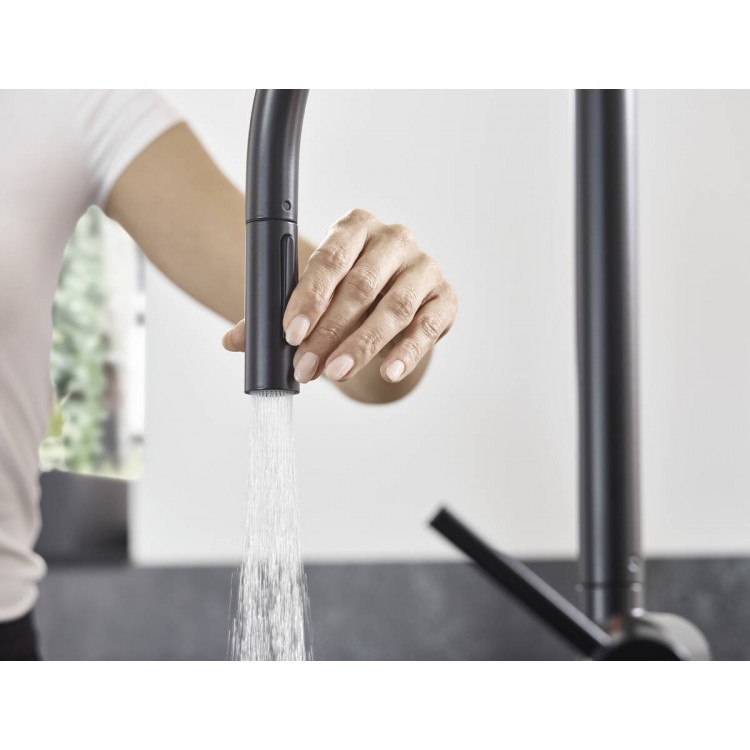 Virtuves izlietnes maisītājs ar izvelkamu izteku Hansgrohe Talis M54 ar sBox, 72801000