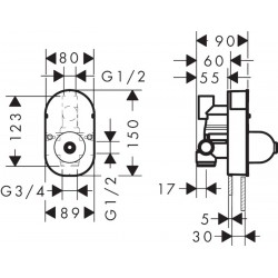 Dušas maisītāja iebūvējamā daļa Hansgrohe, 31741180