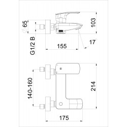 Vannas un dušas maisītājs HERZ-ELITE BLACK, UH00373B