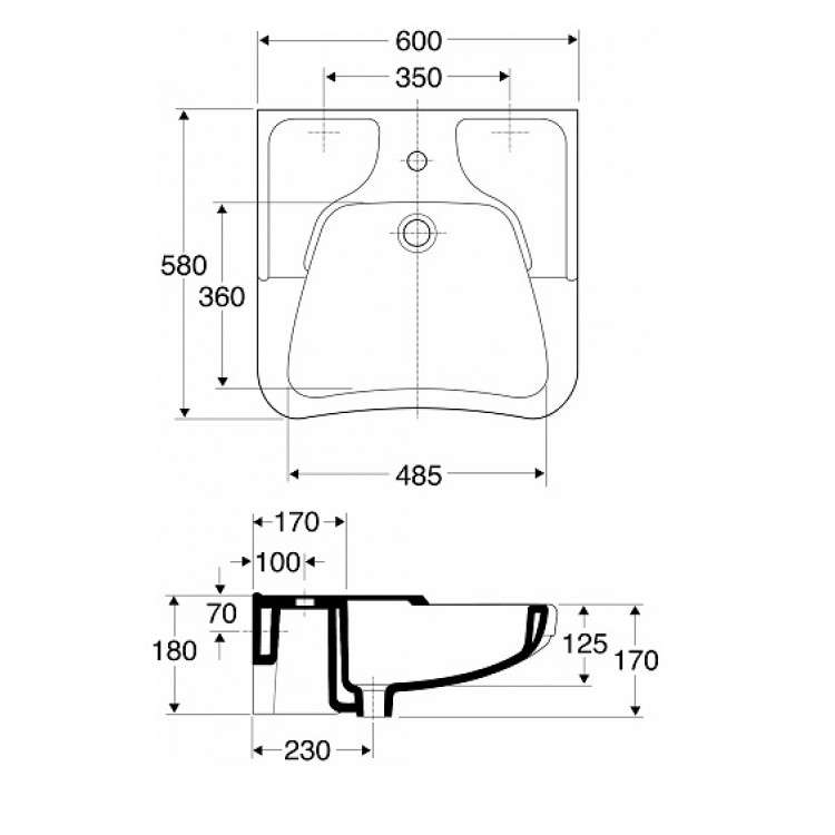 Izlietne invalīdiem IFO Cera 60cm, 25120