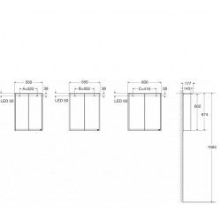 Vannas istabas skapītis ar spoguli IFO Option Bas 50 LED, balts 47454