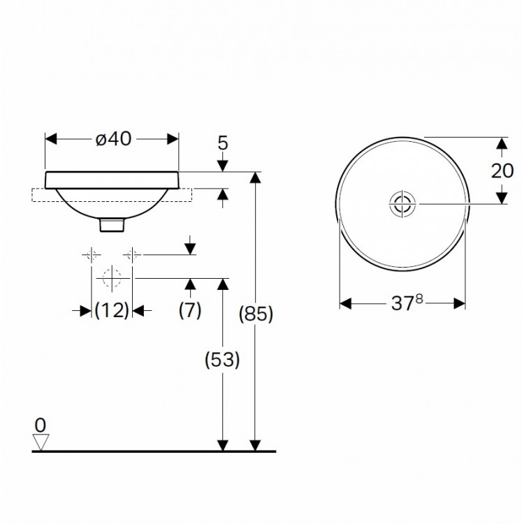 Vannas istabas iebūvējamā izlietne VariForm 40cm, 500.702.01.2