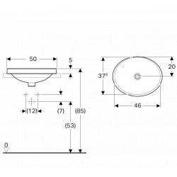 Vannas istabas iebūvējamā izlietne VariForm 50x40cm, 500.710.01.2