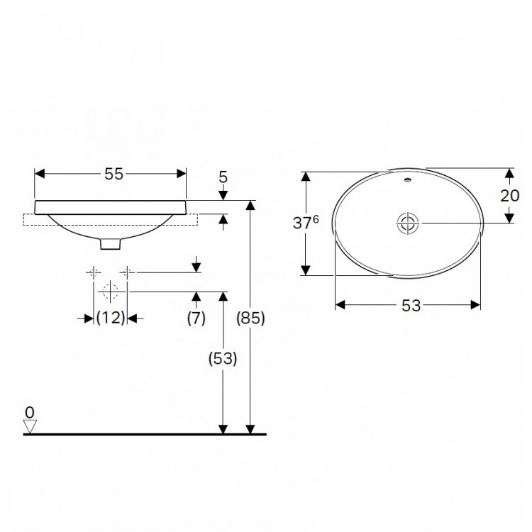 Vannas istabas iebūvējamā izlietne VariForm 55x40cm, 500.716.01.2