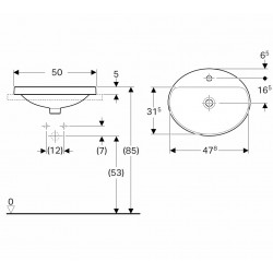 Vannas istabas iebūvējamā izlietne VariForm 55x45cm, 500.722.01.2