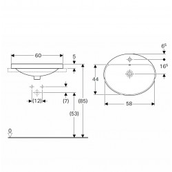 Vannas istabas iebūvējamā izlietne VariForm 60x48cm, 500.726.01.2