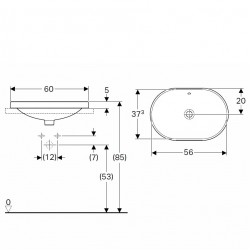 Vannas istabas iebūvējamā izlietne VariForm 60x40cm, 500.728.01.2