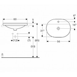 Vannas istabas iebūvējamā izlietne VariForm 60x45cm, 500.734.01.2