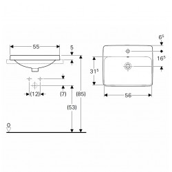 Vannas istabas iebūvējamā izlietne VariForm 55x45cm, 500.740.01.2