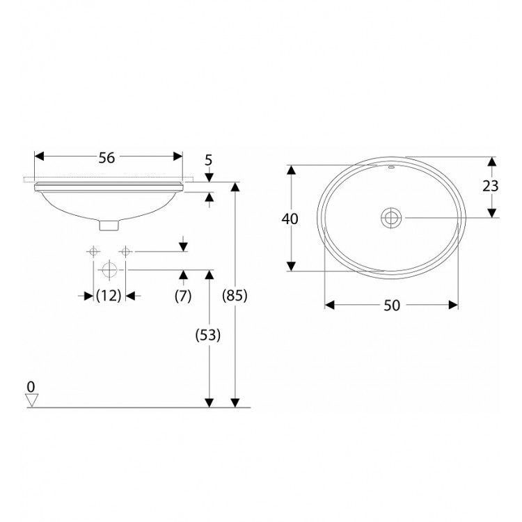 Vannas istabas izlietne pabūvējama VariForm 50x40cm, 500.752.01.7