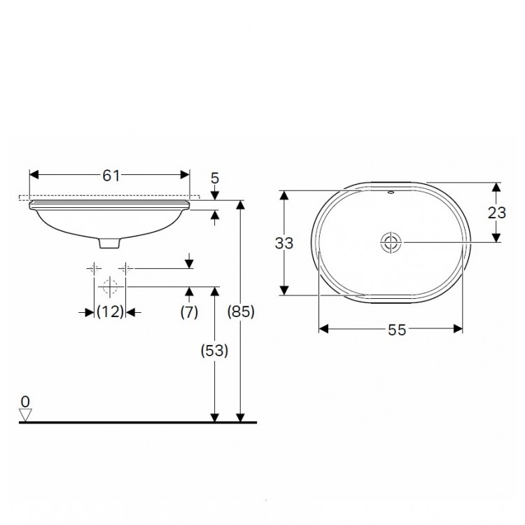 Vannas istabas izlietne pabūvējama VariForm 55x33cm, 500.756.01.7