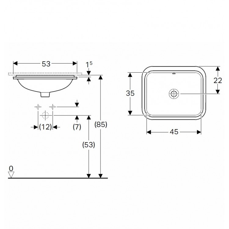 Vannas istabas izlietne pabūvējama VariForm 45x35cm, 500.760.01.2