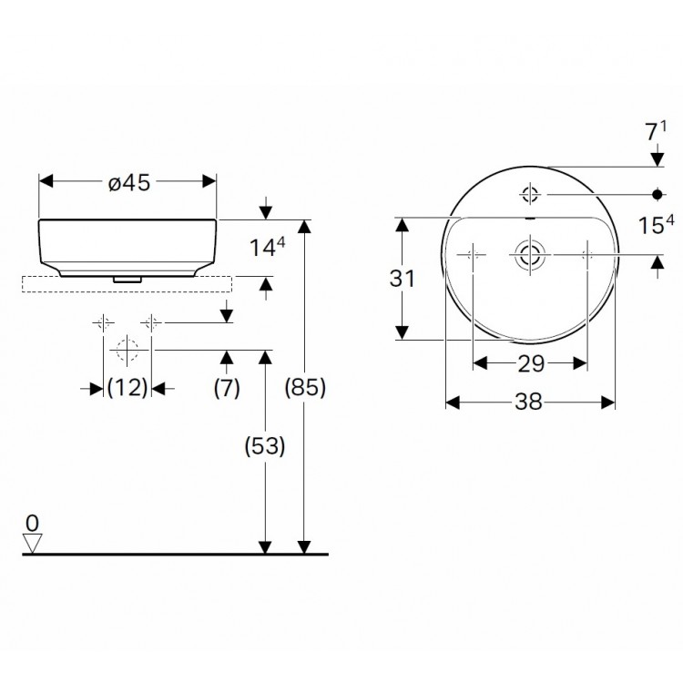 Vannas istabas uzliekamā izlietne VariForm 45cm, 500.769.01.2