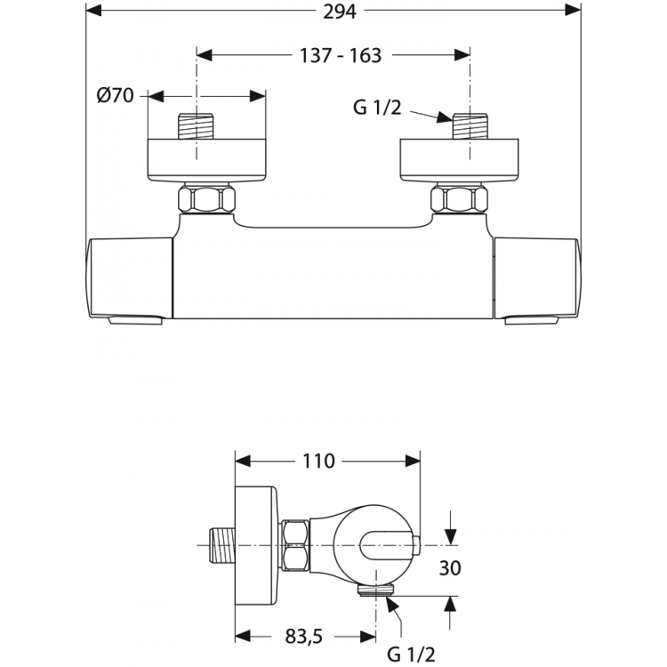 Termostata dušas maisītājs Ideal Standard Ceratherm 100, A4618AA