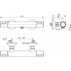 Termostata dušas maisītājs Ideal Standard Ceratherm T25, A7201AA