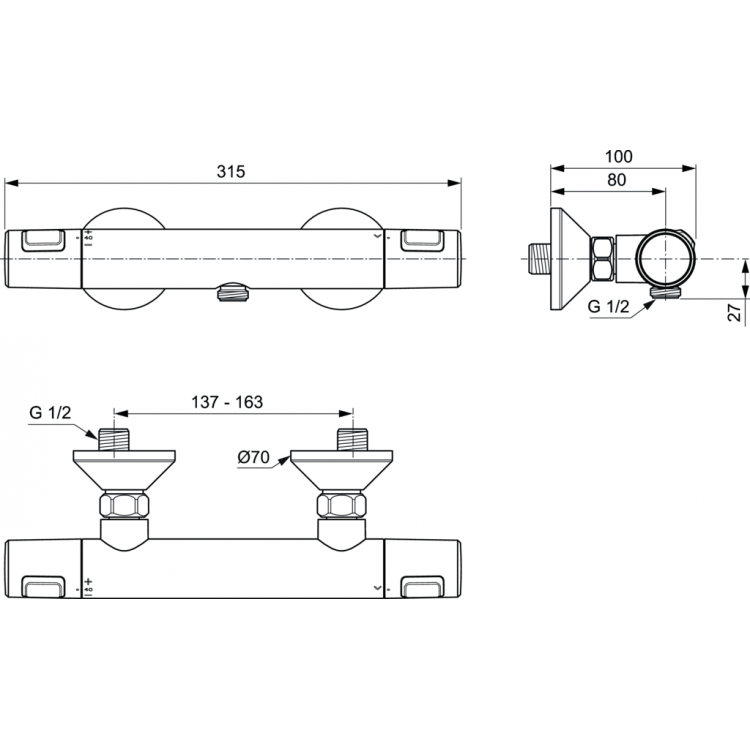 Termostata dušas maisītājs Ideal Standard Ceratherm T25, A7201AA